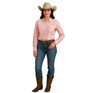 Stetson Pink Long Sleeve Floral Embroidery Button-up Shirt Medium,‎ Equestrian